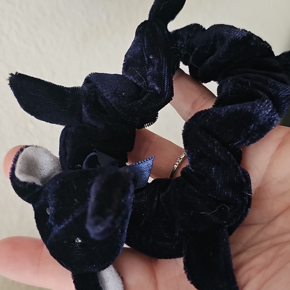 Navy Blue Velvet Elephant Hair Scrunchie